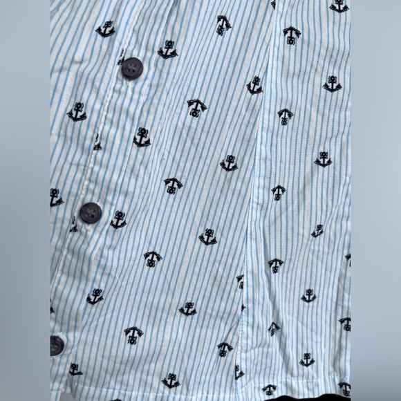 Y2K Urban Outfitters Anchor Print Dress Nautical Blue Striped Button-Up Dress XS - Picture 5 of 15